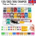 306PCS Fuse Set 2A-40A Standard Auto Car Blade Fuses Box Assorted Car Van Bike