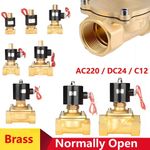 1/8"~2" Solenoid Valve Air Water Gas Oil Brass Normally Open DC/AC 12V 24V 220V