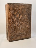 Vintage Don Quixote Embossed Leather Cigar Cigarette Box Cervantes Spain