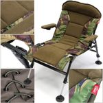 Carp Fishing Padded Chair With Armrest Adjustable Mud Feet Camo Camping Festival
