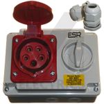 Interlocked Switched Socket 415 Volt 16A 32A 4 Pin 5 Pin Red IP44 3 Phase 415v