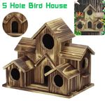 Garden 5Hole Wild Bird House Wall Tree Mountable Nesting Hanging Box Wildlife