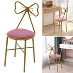 Fashion Vanity Stool Metal Frame Sun Bow Backrest Dressing Makeup Chair Seat