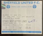 1995 Sheffield United V Manchester United FA cup 3rd Round Match Ticket Stub 