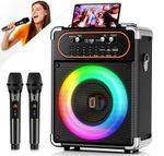 Portable Bluetooth Karaoke  Machine Comes   With 2 Wireless Microphones Speaker