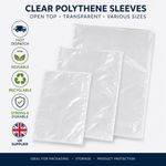 Clear Polythene Sleeves Open Top Transparent Sleeves Various Sizes Reuseable