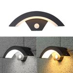 12W Modern Outdoor LED Wall Light Curved Porch Garden Lamp PIR Motion Sensor