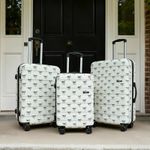 OHS Bows Suitcase Set of 3 Hard Shell Travel Luggage 4 Wheel Adjustable Handle