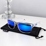 Oakley Holbrook OO9102 Square Sunglasses Clear Plastic Blue Mirrored 137mm