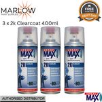 3 x SPRAYMAX 680061 2K GLOSS CLEARCOAT AEROSOL 400ML - FUEL RESISTANT