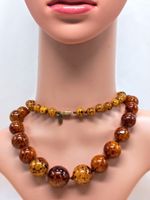 Vintage KENNETH LANE Vintage Butterscotch Speckled Graduated Bead Resin Necklace