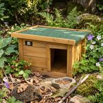 WOODEN HEDGEHOG HOUSE FEEDING STATION HIBERNATION  HUT OUTDOOR WILDLIFE NEST BOX