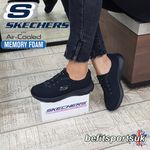 SKECHERS WOMENS SHOES BLACK SKETCHERS LADIES MEMORY FOAM SLIP-ON TRAINER GO WALK