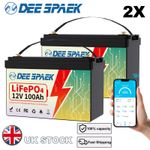 2X12V 100AH LiFePO4 Lithium Battery Bluetooth BMS 10000+Cycles RV Solar Off-grid