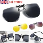 Large Clip On Flip Up Sunglasses Tinted Lenses Over Prescription Glasses Unisex