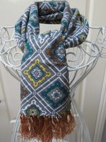 Sammy Vintage Geometric Scarf Tassels Made in England 1960s Mod Retro