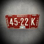 Curacao License Plate 1990 - Burgundy & White - Collectible - Man Cave