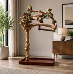 Large Java Tree Parrot Stand Natural Wood Perch Play Gym For Macaw African Grey