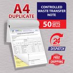 Personalised A4 Duplicate / Controlled Waste Transfer Note / 50 Sets per Book