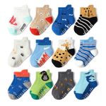 12 Pairs Boy Girl Ankle Socks Non Slip Baby Toddler Kid Cotton Gripper Cotton