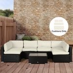 Garden Rattan Sofa Set Cushion Polyester Cover Replacement No Cushion Cream