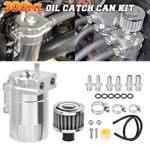 Oil Catch Can Kit Breather Baffled Reservoir Tank 300ML Aluminum Hose Universal.