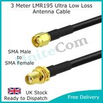 Ultra Low Loss SMA Female Male 3 Meter 4G 5G Antenna Extension LMR195 Cable 3M