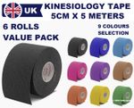 6 Rolls 5cm x 5m Kinesiology Tape KT Muscle Strain Injury Support Physio Sports