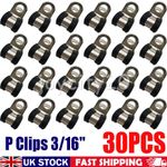 30X Rubber Lined Steel P Clips - Brake Pipe Tube Cable Wire Mounting Bracket