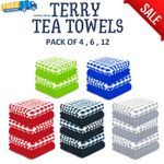 PACK OF 12 TERRY TEA TOWELS 100% EGYPTIAN COTTON KITCHEN DISH CLEANING BAR CLOTH