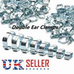 50PCS Steel Double Ear Water Fuel Hose Clamps O Clips Petrol Air Hose Pipe Clips