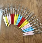 20 Vintage Cocktail Canopy Forks Harlequin Colours 18/8 Stainless Steel MCM