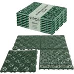 FINEWAY Interlocking Garden Tiles 9 Pack Green Patio Flooring Tiles Non Slip