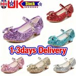 New Girls Kids Childrens Low Heel Party Wedding Mary Jane Sparkly Princess Shoes