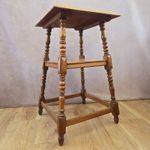 Vintage 2 Tier Oak Side Table Plant Stand with Turned Legs Large 73cm Tall 