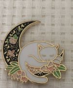 Magnetic Needle Minder For Cross Stitch and Embroidery, Cat on moon