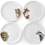 Wrendale Dinner Plates Countryside Animals Set of 4 Bone China Royal Worcester