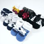3 Pack Baby 0-9 Months Sneaker & Flower Shoe Socks Grip Boys and Girls Infant UK
