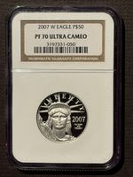 2007-W American Eagle PLATINUM $50 GEM Coin 1/2 oz Bullion NGC PR70 UC : 10843