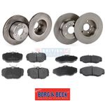 FRONT & REAR BRAKE DISCS, OEM BORG & BECK PADS FOR LAND ROVER DISCOVERY 2 TD5