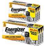 Energizer AA AAA Batteries Alkaline Power Maxi LR6 LR03 MN1500 MN2400 Long Exp.