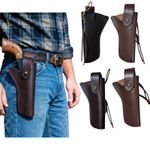 Single Action Tan & Dark Brown Plain Leather Gun Holster Western Style .22.38.44