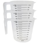 3pk 1 Litre Plastic Clear Measuring Jug Baking Kitchen Cooking Stackable Handle