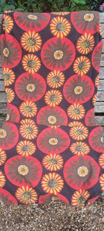 Vintage 70s Floral Sun Lounger Fabric  Cover  Orange  Flower Power  Repurpose 