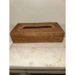 Handwoven Rattan Tissue Box Cover Rectangular Wicker Holder Brown Boho Decor