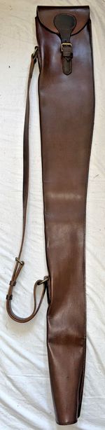 Brown Leather Shotgun Slip 119cm Long for 28” Barrels on O/U or S/S Gun 45" Long