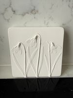 Plaster Cast Art Tile By Rachel Dein Peas In A POD, Signed By The Artist.RRP £70