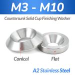 M3-M10 CUP COUNTERSUNK SCREW SOLID CUP FINISHING WASHER A2 304 STAINLESS