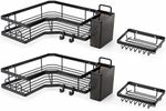 Corner Shower Caddy Set, 4 Pack Rustproof Adhesive Bathroom Corner Shelf Storage