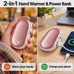 2-in-1 Electric Hand Warmer Power Bank USB Rechargeable Pink/White